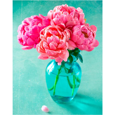 Алмазная мозаика Пионы расцвели 30х40 см полное заполнение Рыжий кот НД-0556 1